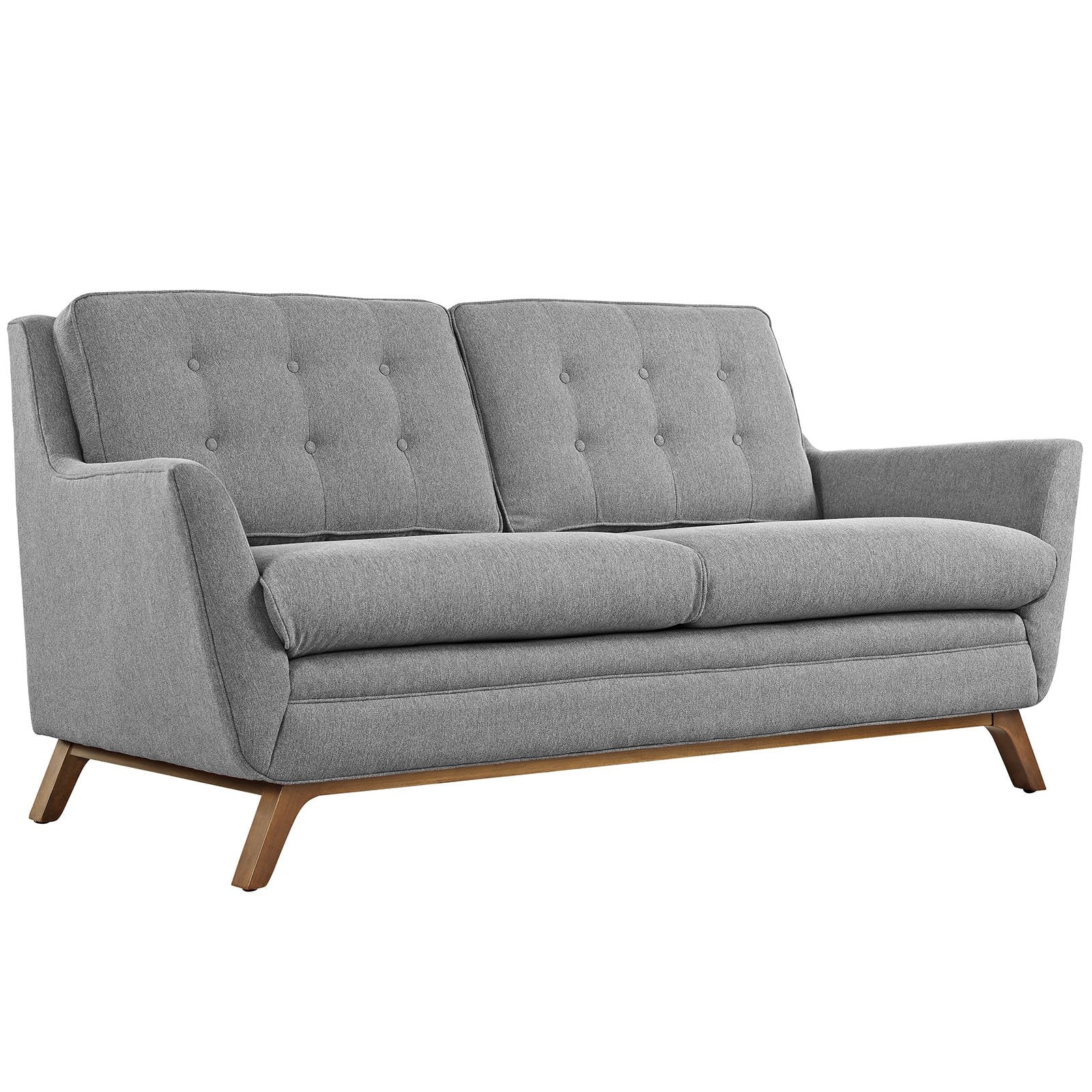Modway Beguile Mid-Century Modern Loveseat With Upholstered, Expectation Gray Fabric